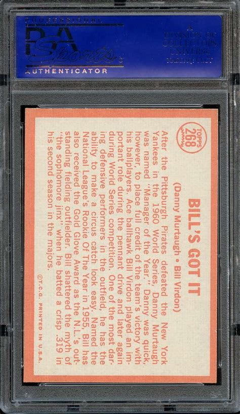 1964 Topps Danny Murtaugh Bill Virdon 268 Bill Virdon Danny