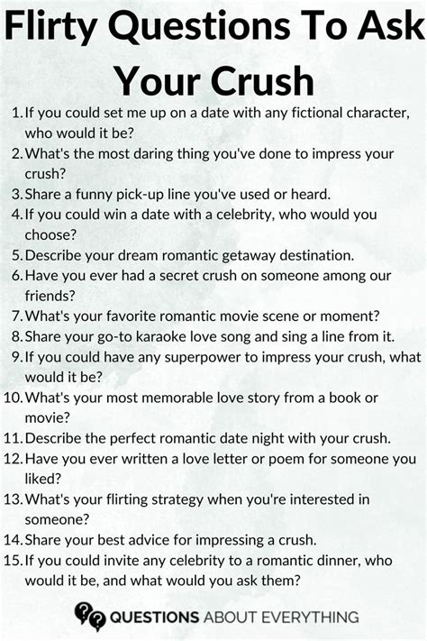 A List Of Questions To Flirt With Your Crush Crush Questions Flirty