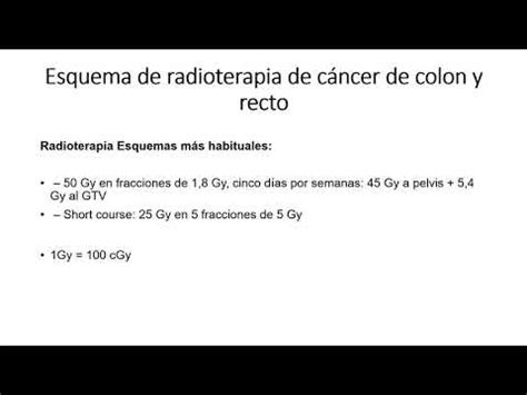 Esquema De Radioterapia De C Ncer De Colon Y O Recto Gray Y Centigray