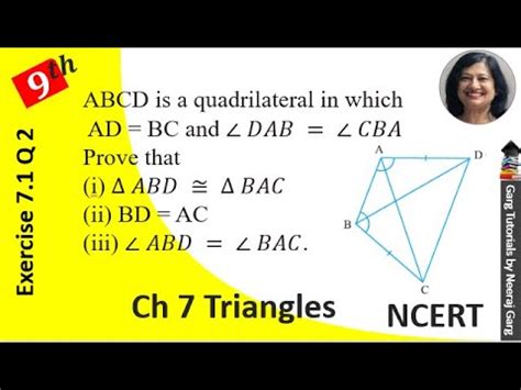 Abcd Is A Quadrilateral In Which Ad Bc And Angle Dab Cba Prove