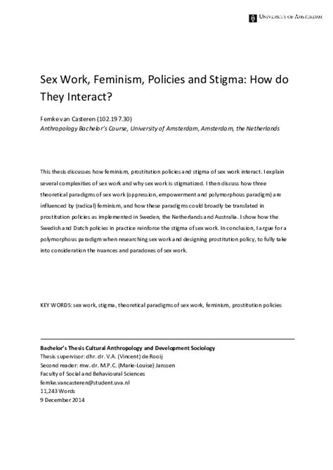 Pdf Feminism Policies And Stigma Interactions In Sex Work