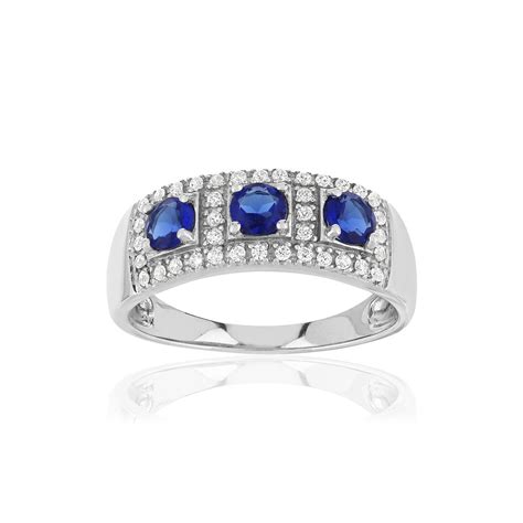 Bague Argent Pierres Imitation Bleues Et Zirconias Maty