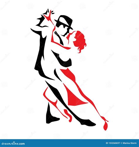 Tango Dancing Couple Man And Woman Vector Illustration Logo Icon