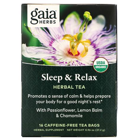 Gaia Herbs Herbal Tea Sleep And Relax Caffeine Free 16 Tea Bags 096