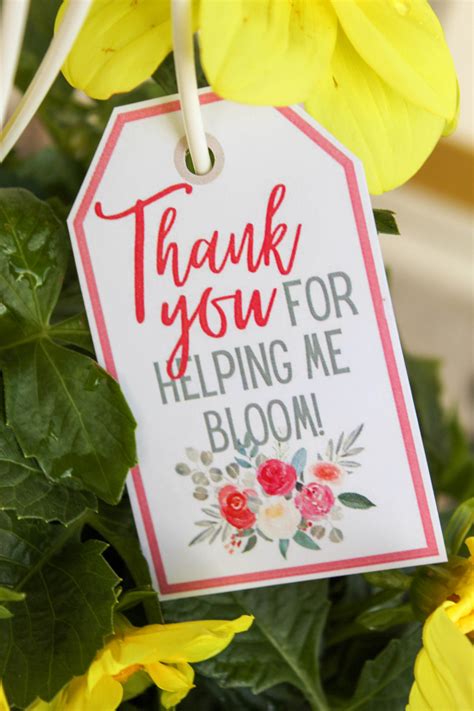 Thank You For Helping Me Bloom Free Printable