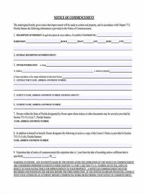 FREE 7 Notice Of Commencement Forms In PDF Ms Word