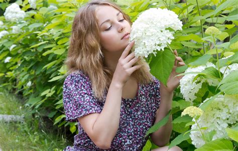 Wallpaper Greens Girl Flowers Mood Sweetheart Model Dress Beauty