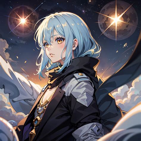 Rimuru Tempest Boy Fondo Cosmico De Multiples Estrellas Ojos Rojos