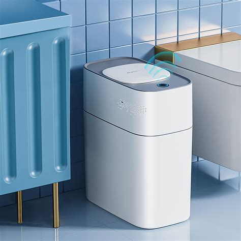 JOYBOS Touchless Bathroom Trash Can with Lid,3.8 Gallon Waterproof ...