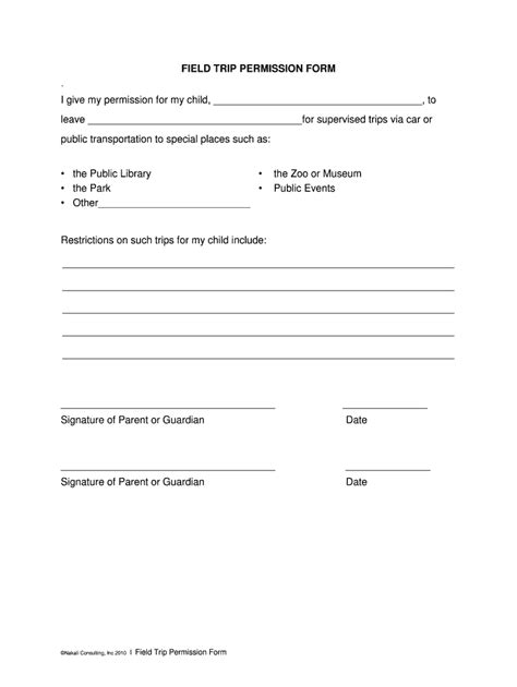 Field Trip Form For Daycare 2020 2022 Fill And Sign Printable