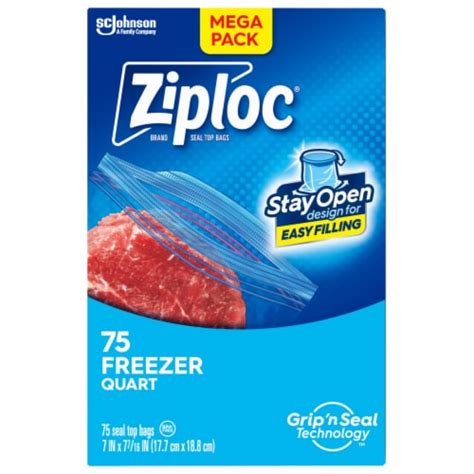 Ziploc Stay Open Quart Freezer Bags Mega Pack 75 Ct Frys Food Stores