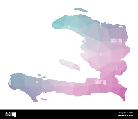 Polygonal Map Of Haiti Geometric Illustration Of The Country In