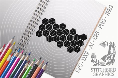 Honeycomb 2 SVG Silhouette Studio Cricut Eps Dxf AI PNG JPEG By