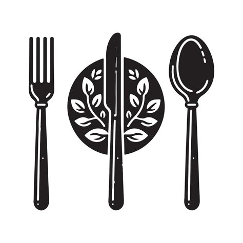 Set Of Fork Knife Spoon Logotype Menu Set In Flat Style Silhouette