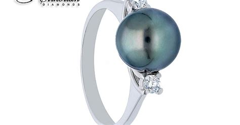 Пръстен бяло злато 18к перла Таити 9мм диаманти 0.14ct код:S151087TH