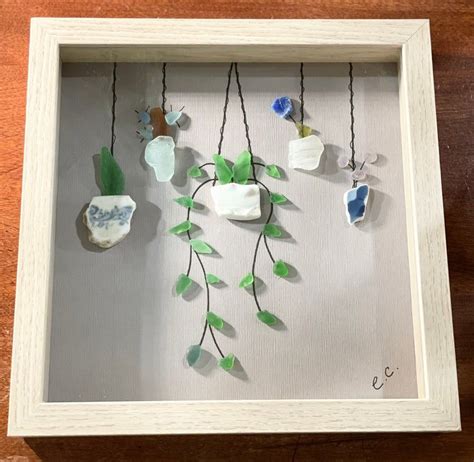 Sea Glass Framed Art 9x9 Shadow Box Etsy In 2021 Sea Glass Crafts Sea Glass Art Projects