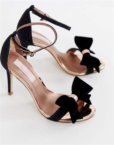 Ted Baker Black Sparkling Bow Detail Barely There Heeled Sandals