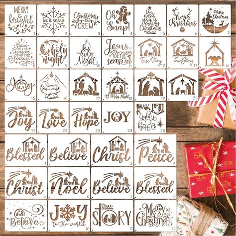 Amazon Nativity Christmas Stencils For Painting On Wood Reusable