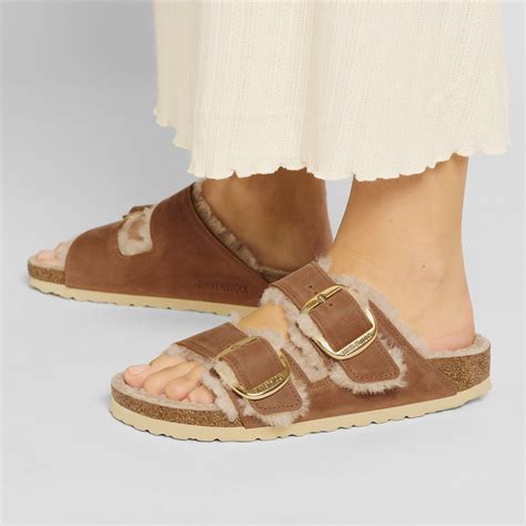 Arizona Big Buckle Shearling Oiled Leather Cognac Birkenstock