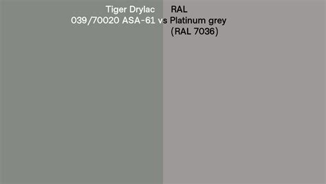 Tiger Drylac 039 70020 ASA 61 Vs RAL Platinum Grey RAL 7036 Side By