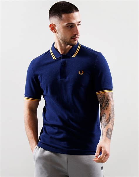 Fred Perry Twin Tipped Polo Shirt French Navy Golden Hour Terraces