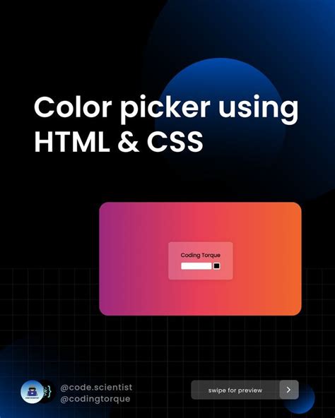 Color Picker Using HTML CSS And JavaScript By Coding Torque Get