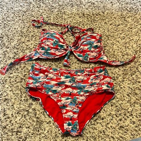 Disney Swim Disney Mulan Hot Topic High Waisted Vintage Looking Bikini Set Poshmark