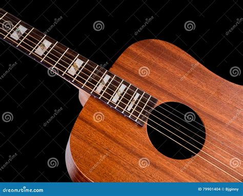 Closeup Shot Of Acoustic Guitar Bridge And Inlay Stock Photo Image Of