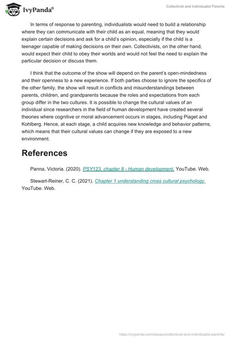 Collectivist And Individualist Parents 582 Words Essay Example