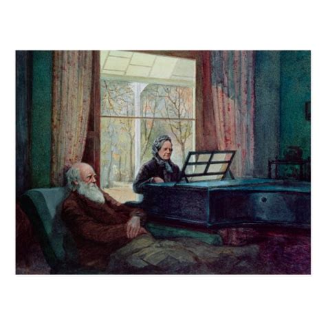 Charles Darwin and his wife at the Piano Postcard | Zazzle.com