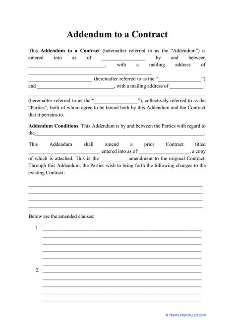 Addendum To Employment Contract Template