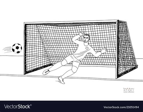 Goalkeeper Jumping To Catch Soccer Ball Royalty Free Vector