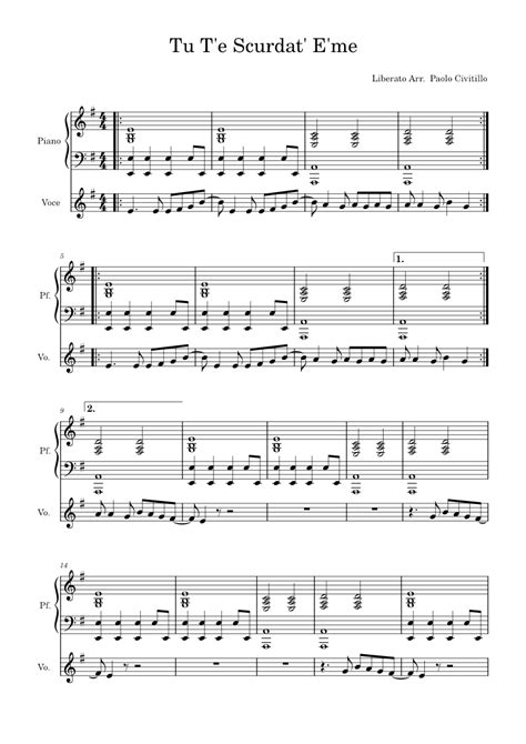 Tu T E Scurdat E Me Liberato Arr Paolo Civitillo Sheet Music For