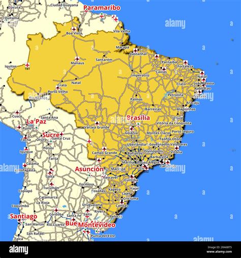 Detailed Map Of Brazil Featuring The Major Roads And Highways Spanning