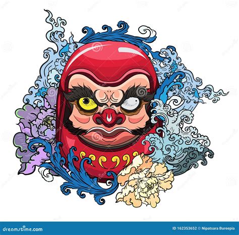 Japanese Daruma Doll Vector For Tattoo And Print Stock Vector