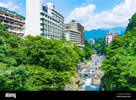 The Kinugawa Ravine In Kinugawa Hot Spring And The Resort Area Stock Photo Alamy