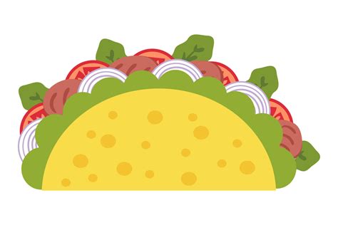 Carne Asada Mexican Fastfood Taco In Flat Style Vector Art At