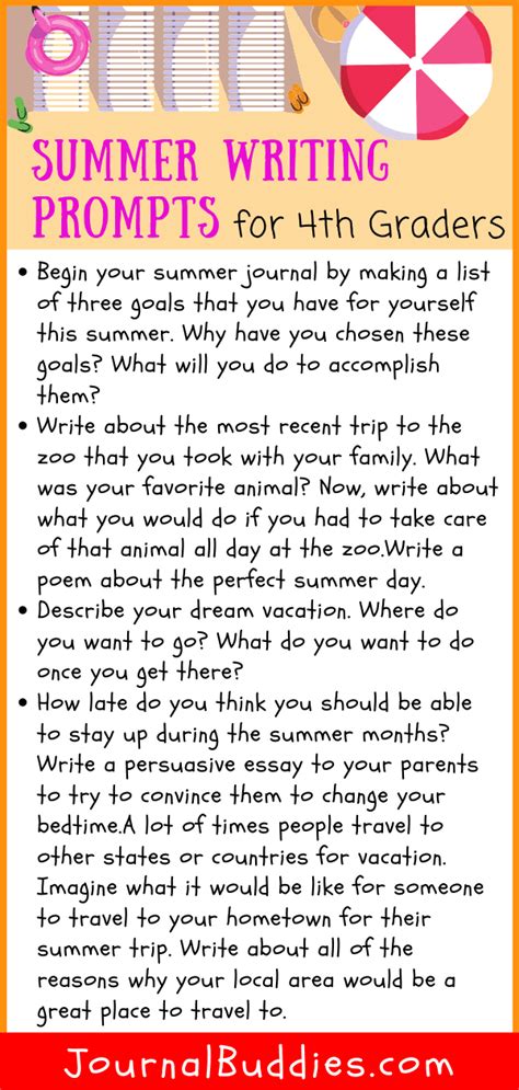 Summer Journal Prompts For Third Grade