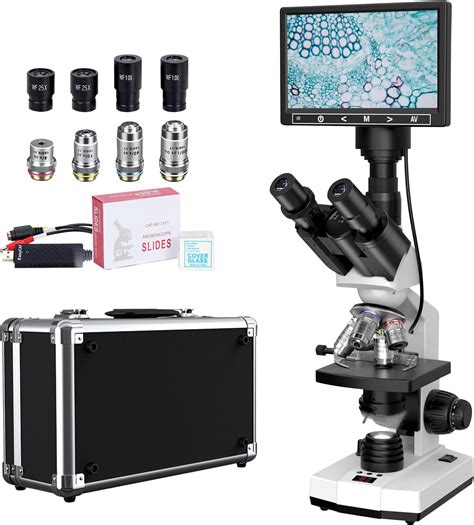 Vitano Lab Compound Trinocular Microscope With 40x 2500x Magnification Dual View