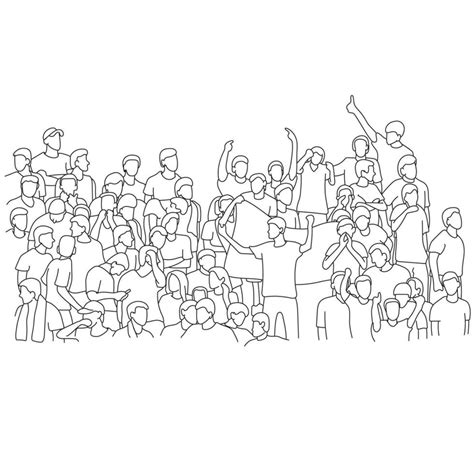 crowd people on stadium illustration vector hand drawn isolated on ...