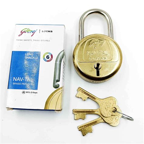 Godrej Navtal Round Padlock Long Shackle Brass Levers