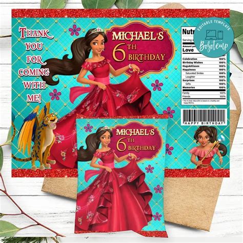 Elena Of Avalor Birthday Party Chip Bag Digital File Printable Bobotemp