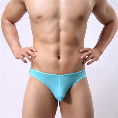 Mens Ice Silk Bulge Pouch T Back Underwear Thong G String Lingerie