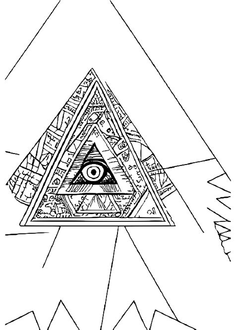 All Seeing Eye Pyramid Coloring Page · Creative Fabrica