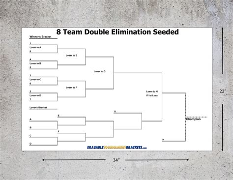 Reusable 8 Player Double Elimination Tournament Bracket Chart Seeded