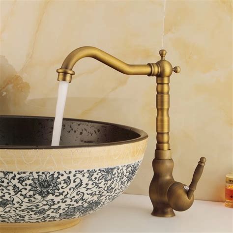 Juno Antique Brass Long Neck Kitchen Sink Faucet Juno Showers