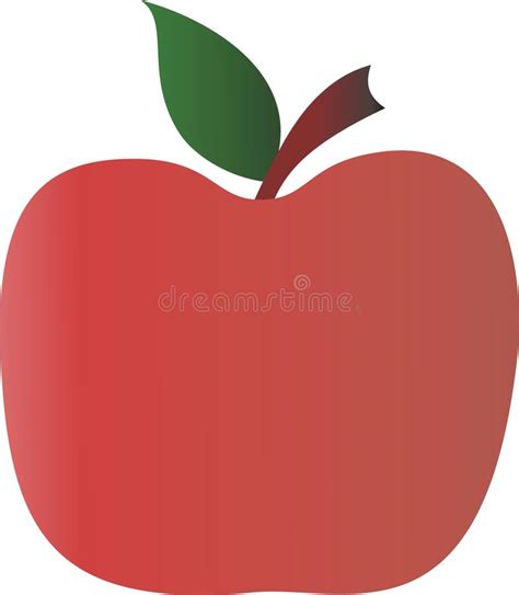 Vector Fruit Red Apple With Green Leaf Stock Vector Illustration Of