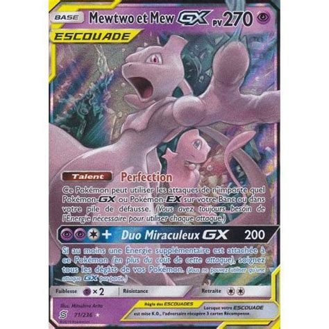 Carte Pokemon Mewtwo Et Mew Gx Escouade Pv Ultra