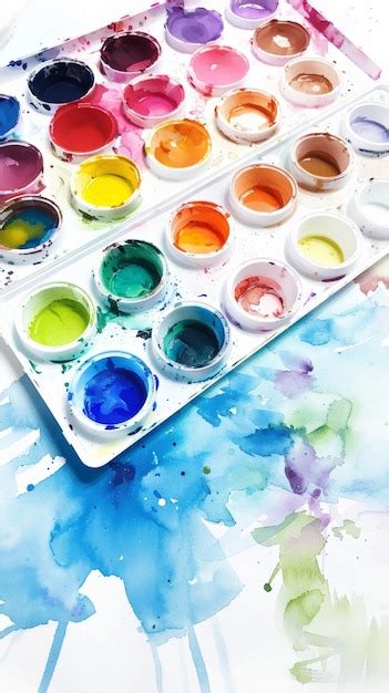 Paleta De Pinturas Coloridas Em Aquarela Pinceladas Imagem