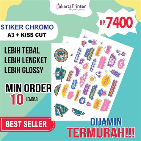 Jual CETAK STIKER CHROMO A3 FREE CUTTING 10 LEMBAR Shopee Indonesia